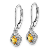 Sterling Silver Rhodium-plated Diam. & Citrine Earrings - QB-13BE0DF6-7557