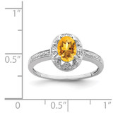 Sterling Silver Rhodium-plated Diam. & Citrine Ring - QB-1A9101E7-2083
