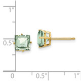 14k 6mm Square Checker-Cut Green Quartz Earrings