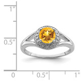 Sterling Silver Rhodium-plated Diam. & Citrine Ring - QB-8DF64A30-4130