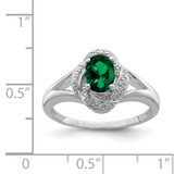 Sterling Silver Rhodium-plated Diam. & Created Emerald Ring - QB-27FD93D9-8479