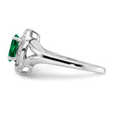 Sterling Silver Rhodium-plated Diam. & Created Emerald Ring - QB-73CBEFFC-9222