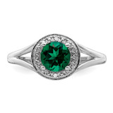 Sterling Silver Rhodium-plated Diam. & Created Emerald Ring - QB-8872A850-2314