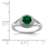 Sterling Silver Rhodium-plated Diam. & Created Emerald Ring - QB-8872A850-2314