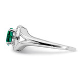 Sterling Silver Rhodium-plated Diam. & Created Emerald Ring - QB-FA3350AE-3537
