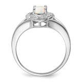 Sterling Silver Rhodium-plated Diam. & Created Opal Ring - QB-50AC4E24-1429