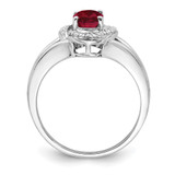 Sterling Silver Rhodium-plated Diam. & Created Ruby Ring - QB-03586BE8-4731