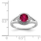 Sterling Silver Rhodium-plated Diam. & Created Ruby Ring - QB-4B3F2EC3-3875