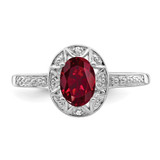 Sterling Silver Rhodium-plated Diam. & Created Ruby Ring - QB-4C9A7EC8-2321