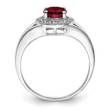 Sterling Silver Rhodium-plated Diam. & Created Ruby Ring - QB-C4CC3093-4374