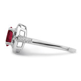 Sterling Silver Rhodium-plated Diam. & Created Ruby Ring - QB-DA3CD77B-5552
