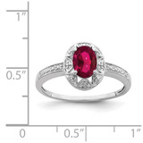 Sterling Silver Rhodium-plated Diam. & Created Ruby Ring - QB-EFA3A315-7578