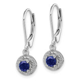 Sterling Silver Rhodium-plated Diam. & Created Sapphire Earrings - QB-1EEBF12E-9909