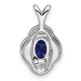 Sterling Silver Rhodium-plated Diam. & Created Sapphire Pendant - QB-7657062E-8823