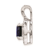 Sterling Silver Rhodium-plated Diam. & Created Sapphire Pendant - QB-D398CC2A-1639
