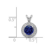 Sterling Silver Rhodium-plated Diam. & Created Sapphire Pendant - QB-D398CC2A-1639