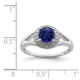 Sterling Silver Rhodium-plated Diam. & Created Sapphire Ring - QB-6755AC34-2042