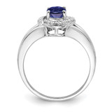Sterling Silver Rhodium-plated Diam. & Created Sapphire Ring - QB-79E1DF09-3561