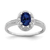 Sterling Silver Rhodium-plated Diam. & Created Sapphire Ring - QB-7E9B5FE8-5564