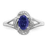 Sterling Silver Rhodium-plated Diam. & Created Sapphire Ring - QB-D73B6D3C-9920