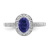 Sterling Silver Rhodium-plated Diam. & Created Sapphire Ring - QB-EEA56381-6240