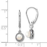 Sterling Silver Rhodium-plated Diam. & FW Cultured Pearl Earrings - QB-832C8AF1-3801