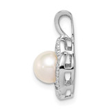 Sterling Silver Rhodium-plated Diam. & FW Cultured Pearl Pendant - QB-C33C9354-6302