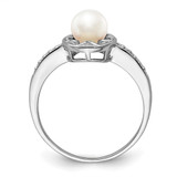 Sterling Silver Rhodium-plated Diam. & FW Cultured Pearl Ring - QB-3BDC34B9-6719