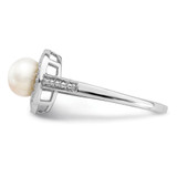 Sterling Silver Rhodium-plated Diam. & FW Cultured Pearl Ring - QB-3BDC34B9-6719