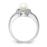 Sterling Silver Rhodium-plated Diam. & FW Cultured Pearl Ring - QB-4AD31178-5173
