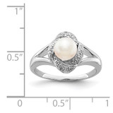 Sterling Silver Rhodium-plated Diam. & FW Cultured Pearl Ring - QB-4F2BFA36-6877