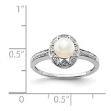 Sterling Silver Rhodium-plated Diam. & FW Cultured Pearl Ring - QB-990CC64F-4294