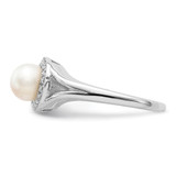 Sterling Silver Rhodium-plated Diam. & FW Cultured Pearl Ring - QB-F1527F0A-8254