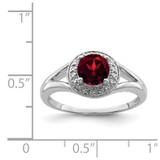 Sterling Silver Rhodium-plated Diam. & Garnet Ring - QB-0E9745DE-6610
