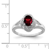 Sterling Silver Rhodium-plated Diam. & Garnet Ring - QB-390A483E-1182