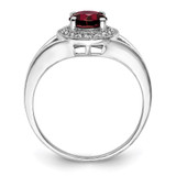 Sterling Silver Rhodium-plated Diam. & Garnet Ring - QB-9F526FEB-6136