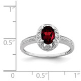Sterling Silver Rhodium-plated Diam. & Garnet Ring - QB-CD35CE44-3870