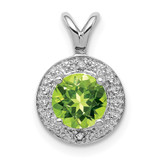 Sterling Silver Rhodium-plated Diam. & Peridot Pendant - QB-0AFB1DA6-2841