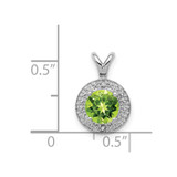 Sterling Silver Rhodium-plated Diam. & Peridot Pendant - QB-0AFB1DA6-2841