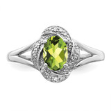 Sterling Silver Rhodium-plated Diam. & Peridot Ring - QB-320BF4E1-3361