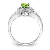 Sterling Silver Rhodium-plated Diam. & Peridot Ring - QB-8F5DA3A1-2042