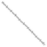 Sterling Silver Rhodium-plated Diamon Butterfly & Bows Bracelet
