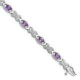 Sterling Silver Rhodium-plated Diamond & Amethyst Bracelet - QX-663736C0-7803