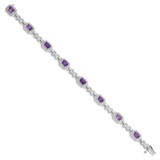 Sterling Silver Rhodium-plated Diamond & Amethyst Bracelet - QX-D30E2986-9098