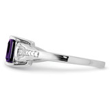 Sterling Silver Rhodium-plated Diamond & Amethyst Ring - QR-1C9AD60F-6693