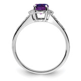 Sterling Silver Rhodium-plated Diamond & Amethyst Ring - QR-31A38439-8855