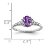 Sterling Silver Rhodium-plated Diamond & Amethyst Ring - QR-31A38439-8855