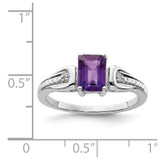 Sterling Silver Rhodium-plated Diamond & Amethyst Ring - QR-DC7B80D9-8778