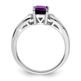 Sterling Silver Rhodium-plated Diamond & Amethyst Ring - QR-DFAB1F73-5217