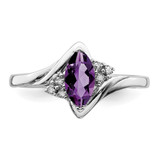 Sterling Silver Rhodium-plated Diamond & Amethyst Ring - QR-EAADC87A-4976